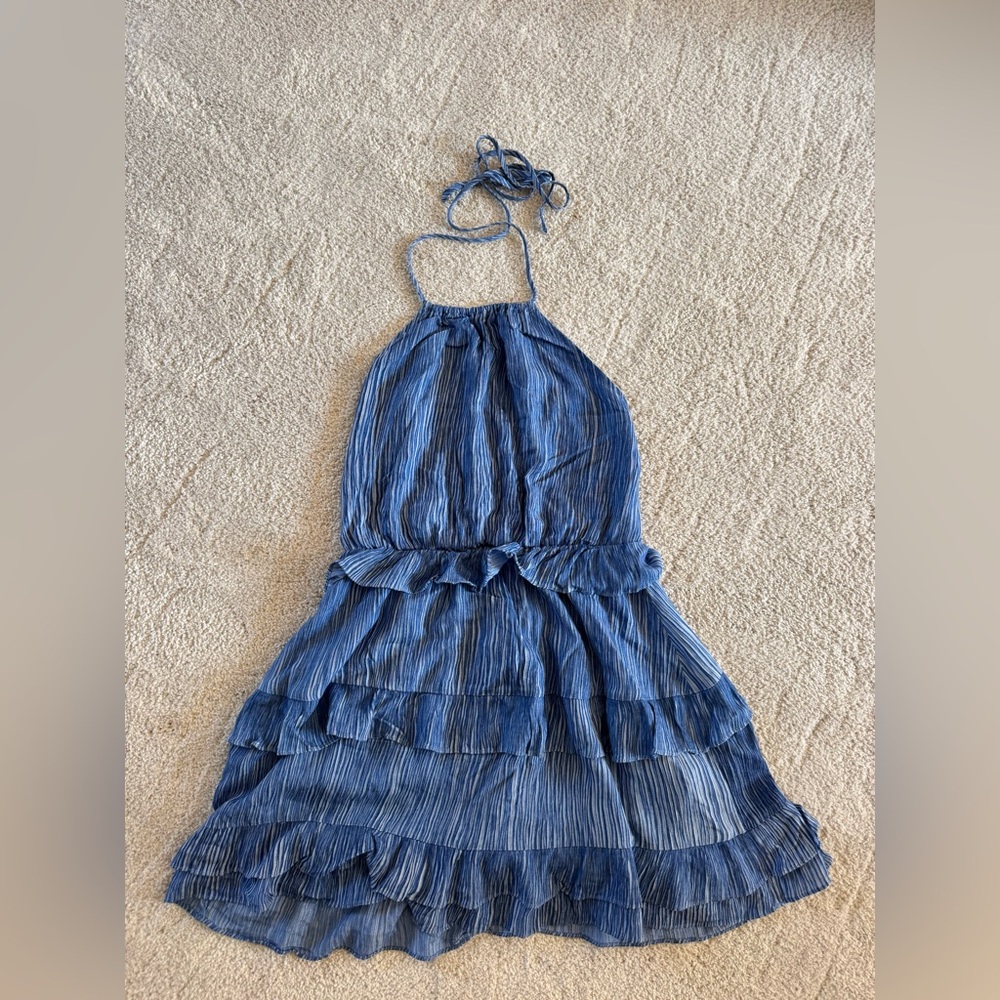 Lulus Blue Halter Dress - Picture 2 of 4